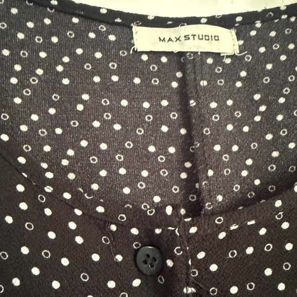 MAX STUDIO Black White Polka Dot Ruffle Sleeve Jumpsuit Wide Leg Cropped - Picture 6 of 12